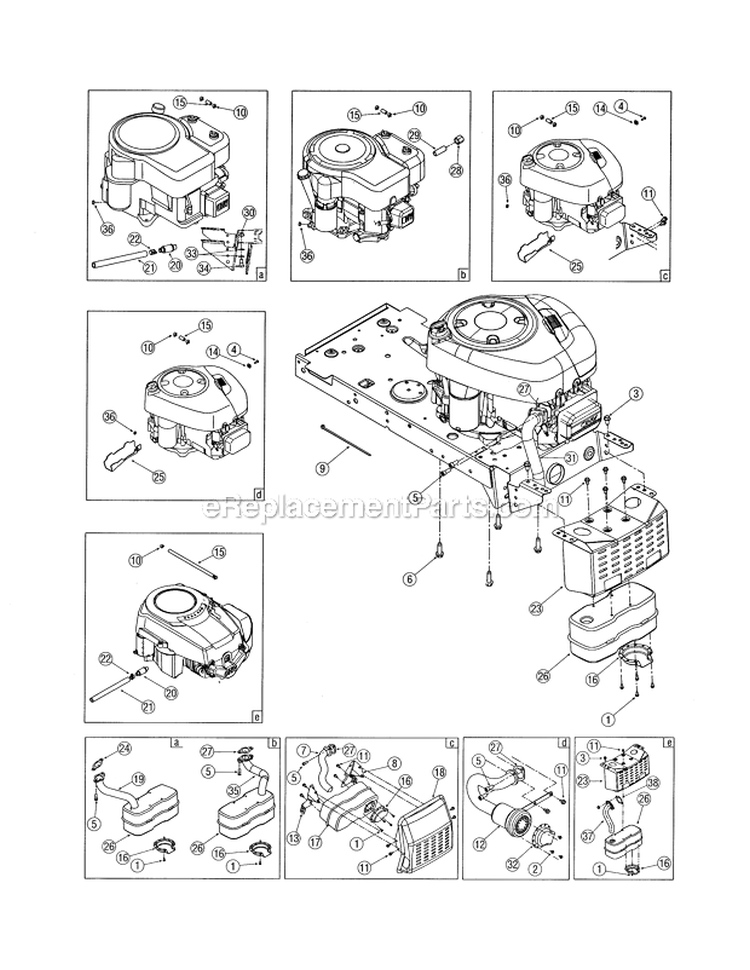 Engine Accessories Diagram and Parts List for 13AN771H729  Yard Man Lawn Tractor